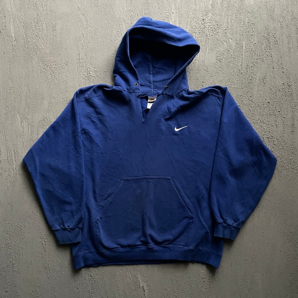 Vintage Nike Embroidered Swoosh Hoodie Men XL Blue 90s Nike